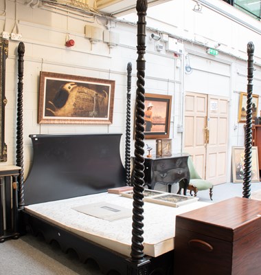 Lot 1318 - An "And So To Bed", Ebonised Four Poster...