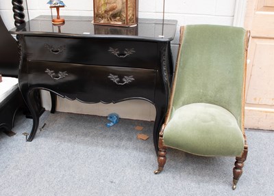 Lot 1320 - A Modern Ebonised Marble Topped Chest of...