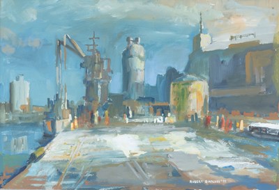 Lot 1043 - Robert Bindloss (b.1939) Industrial landscape...