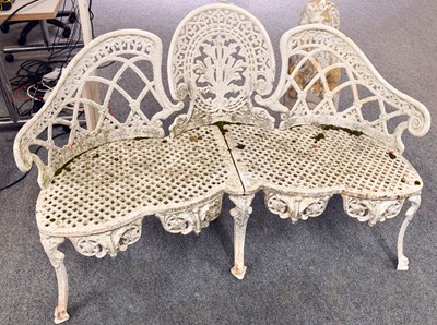 Lot 1099 - A Weathered Victorian White Painted Cast Iron...
