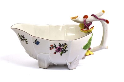 Lot 167 - A Chelsea Porcelain Strawberry Leaf Moulded...