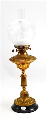 Lot 207 - Brass paraffin lamp