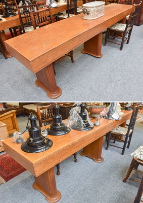 Lot 1152 - A Pair of Art Deco Oak Console Tables, each...
