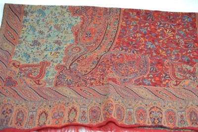 Lot 208 - Woven wool paisley shawl