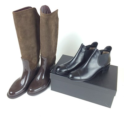 Lot 1008 - A Pair of Emporio Armani Black Leather Ankle...