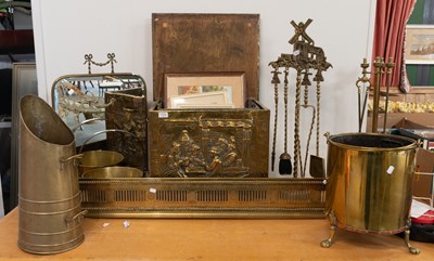 Lot 1103 - 19th Century and Later Brass Fire Side Items,...