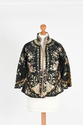 Lot Circa 1920s Chinese Black Silk Jacket, with...