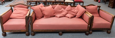 Lot 1215 - A 1920s Three-Piece Suite, mahogany framed,...