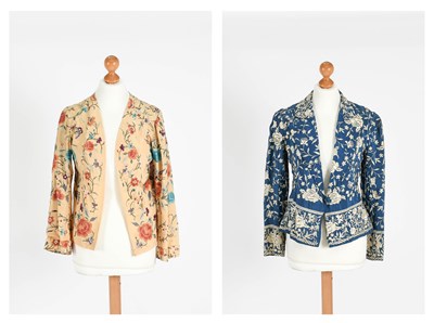 Lot Circa 1930s Chinese Blue Silk Jacket, with...