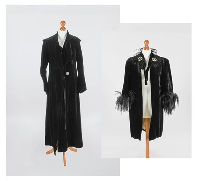 Lot 2068 - Circa 1920s Black Silk Velvet Evening Coat,...