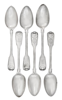 Lot A Pair of William IV and a Pair of Victorian Silver Table-Spoons