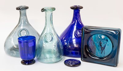 Lot 181 - Three Holmegaard Coloured Glass Decanters,...
