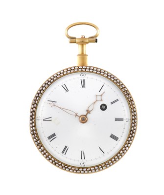Lot 2349 - Gregson: A Gold Enamel and Pearl Set Verge...