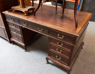 Lot 1186 - A Late Victorian Leather Inset Mahogany...