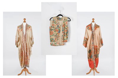 Lot Circa 1930s Japanese Cream Pongee Silk Pyjama...