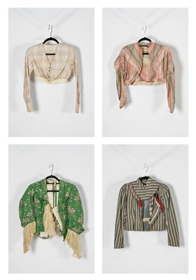 Lot Mid 19th Century Pink Checked Silk Bodice with...