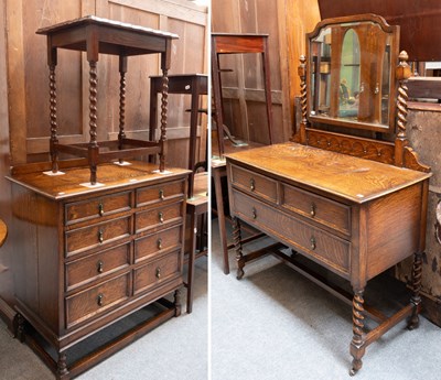 Lot 1233 - A 1920s Oak Four Height Chest of Drawers, 91cm...