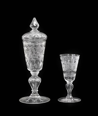 Lot 166 - A Bohemian Glass Goblet and Cover, mid-18th...