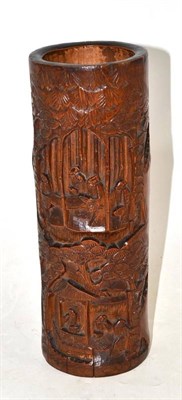 Lot 237 - Carved bamboo brush holder