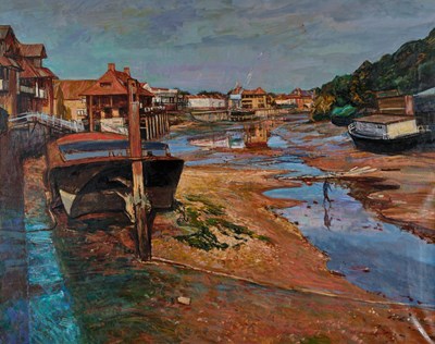 Lot 529 - William Bowyer (1925-2015) RA "Barges at...
