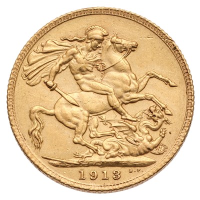 Lot 211 - George V, Sovereign 1913; good very fine with...