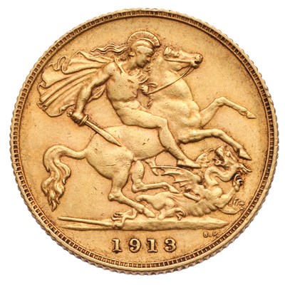 Lot 232 - George V, Half Sovereign 1913; very fine