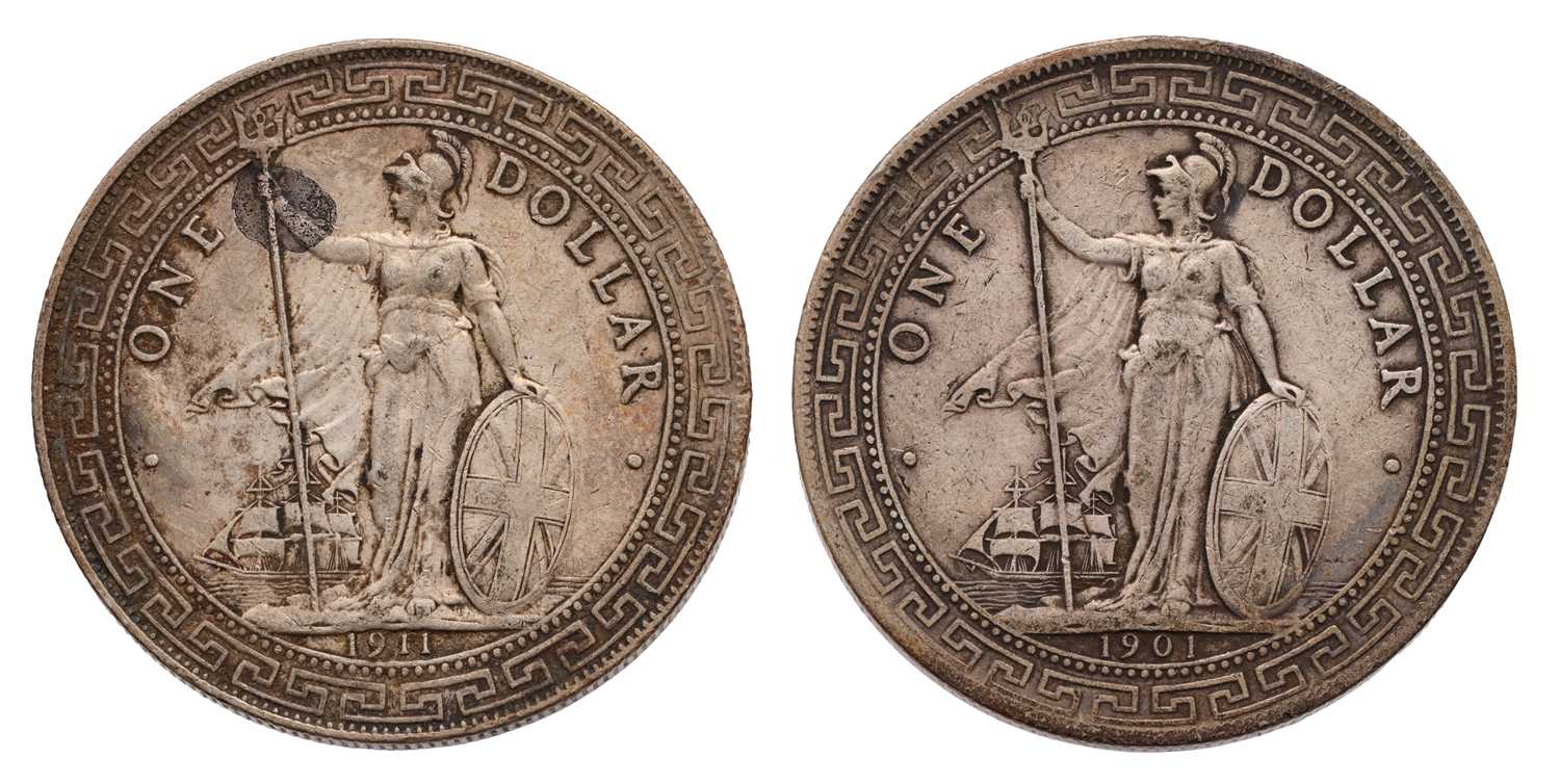 Lot 104 - 2x British Trade Dollars, comprising: 1901B,...