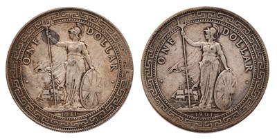 Lot 104 - 2x British Trade Dollars, comprising: 1901B,...