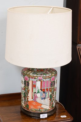 Lot 341 - A Modern Cantonese Porcelain Table Lamp,...