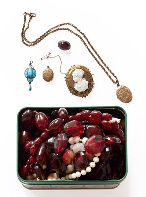 Lot 312 - A Quantity of Jewellery, including two amber...