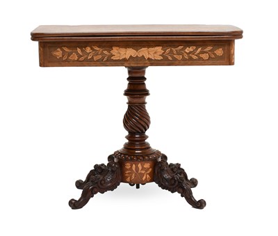 Lot 435 - A Dutch Mahogany and Marquetry-Inlaid Foldover...