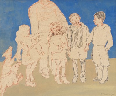 Lot 1202 - Sonia Lawson RA (1934-2023) Children holding...