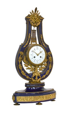 Lot 301 - A French Gilt Metal and Blue Porcelain...