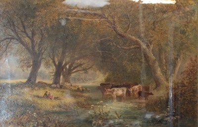 Lot 1242 - George Fielding (19th Century) Cattle in a...