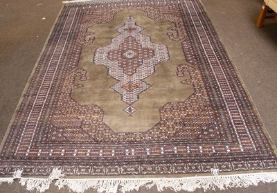 Lot 1302 - Kashmir Rug, the olive green field centred by...