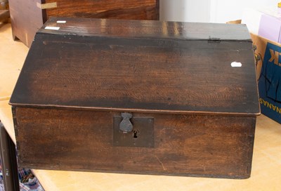 Lot 1343 - An 18th Century Oak Bible Box, 58cm by 44cm by...