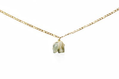 Lot 337 - A Green Hardstone Elephant Pendant on Chain,...