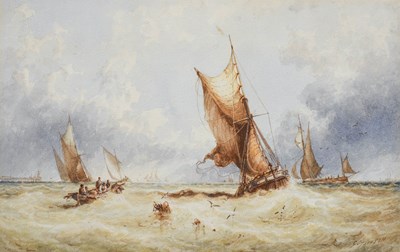 Lot 417 - George Stainton (1838-1900) "Fishing boats off...