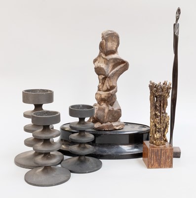 Lot 167 - A Garniture of Robert Welch Cast Iron Candle...