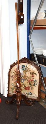 Lot 1390 - A 19th Century Carved Pole Screen, with floral...