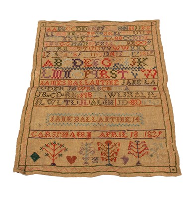 Lot 2004 - Unframed Alphabet Sampler Worked by Jane...