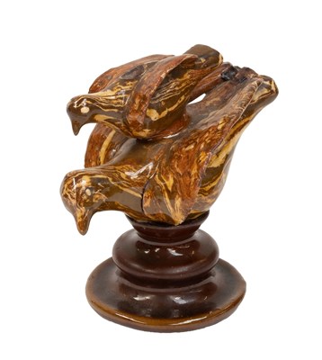 Lot 67 - An Agate Slipware Pottery Bird Whistle, 19th...