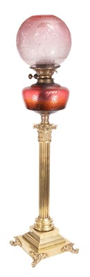 Lot 173 - A Victorian Brass-Based Oil Lamp, late 19th...