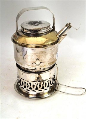 Lot 277 - Silver plated camping stove by Drew & Sons