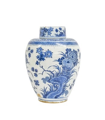 Lot 192 - A Dutch Delft Jar and Cover, circa 1700, in...