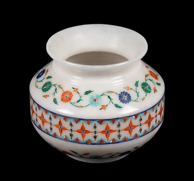 Lot 219 - An Indian Agra White Marble and Pietra Dura...