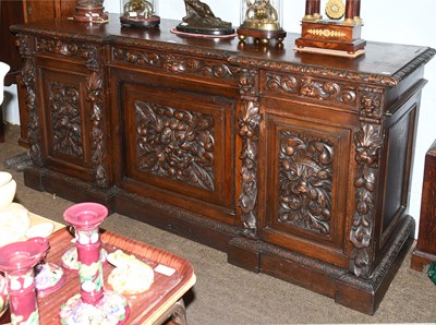 Lot 1476 - An Victorian Ornately Carved Oak Sideboard,...