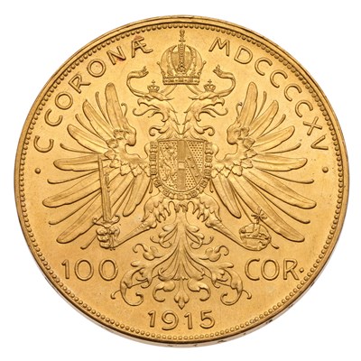 Lot 346 - Austria, One Hundred Corona 1915 Restrike, obv....