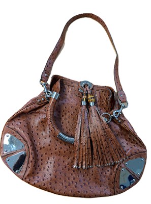 Lot 1091 - Gucci Brown Ostrich Babushka Hobo Indy Bag,...