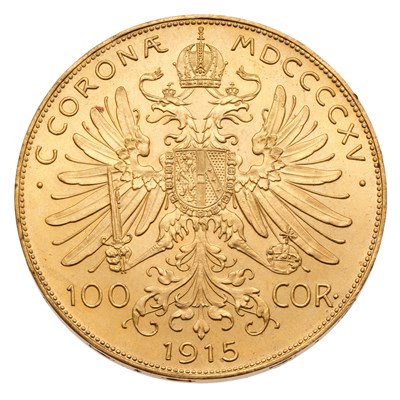 Lot 344 - Austria, One Hundred Corona 1915 Restrike, obv....